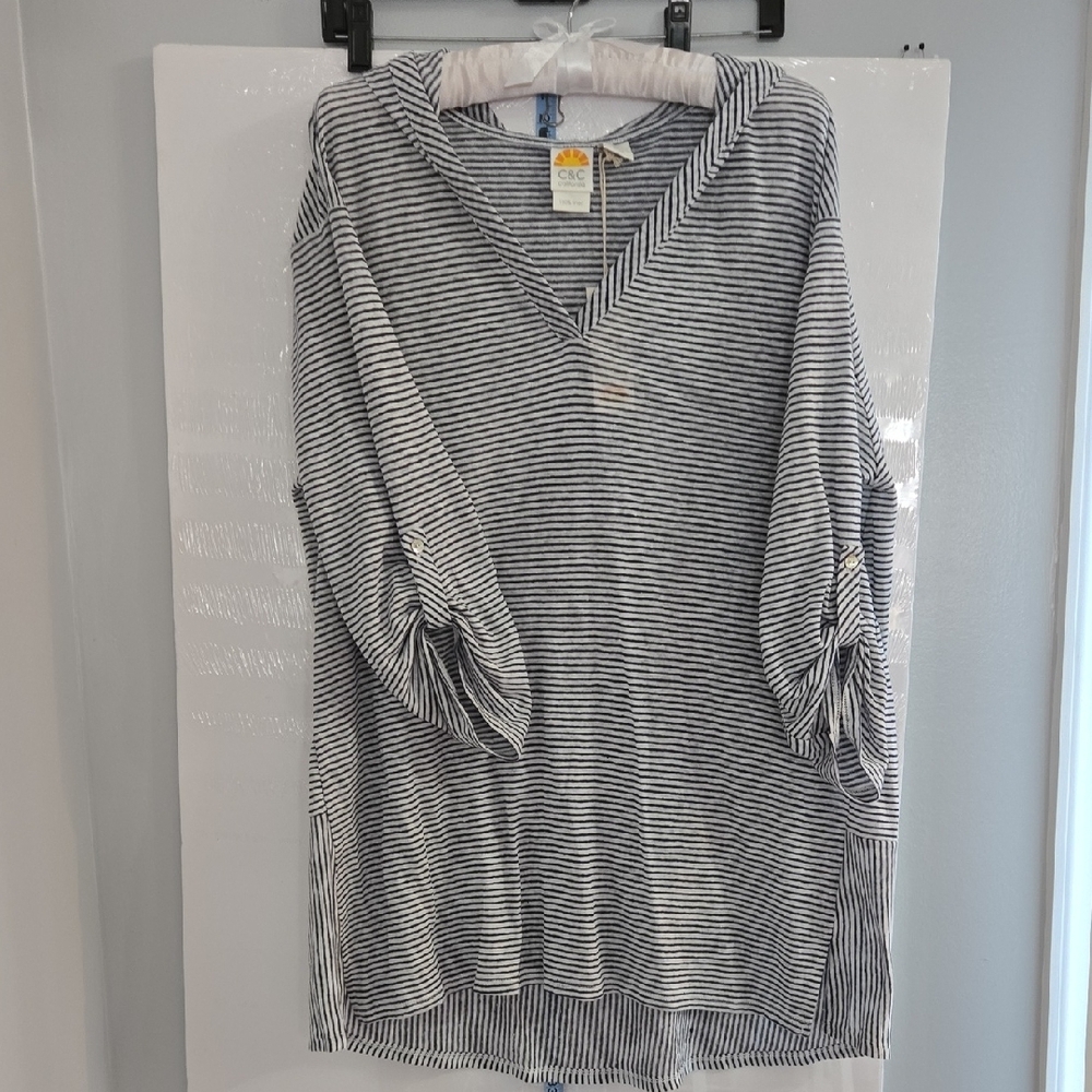 Striped V-Neck Swimsuit Coverup Size XL